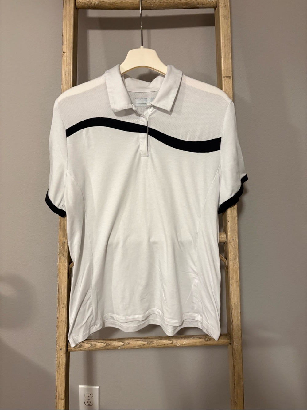 Women’s White Callaway Polo With Black Stripe